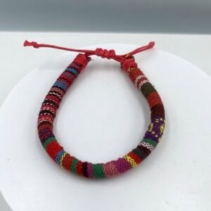 Adjustable Woven Textile Friendship Bracelet Multicolor Boho Cord Bracelet